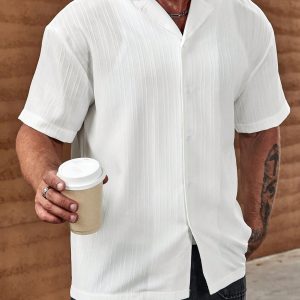 Manfinity KASUA Men Summer Casual Solid Button Up Shirt