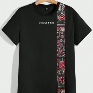 Manfinity KASUA Men Geo & Letter Graphic Tee