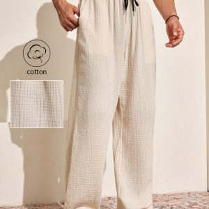 Manfinity KASUA Men’s Solid Color Simple Daily Wear Breathable Long Pants