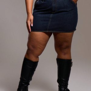 MUSERA Plus Size Mini Denim Skirt