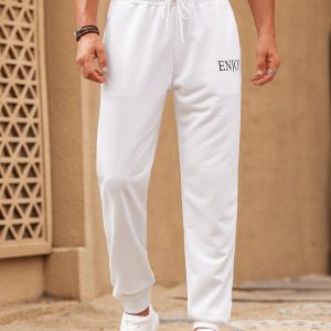 Manfinity KASUA Men’s Fashionable Casual Fit Printed Jogger Pants With Elastic Cuffs