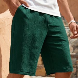 Manfinity KASUA Men’s Solid Color Casual Bermuda Shorts With Pockets