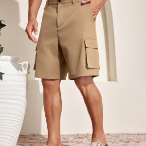 Manfinity KASUA Men’s Solid Color Simple Daily Pocket Shorts