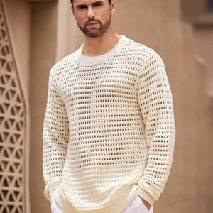 Manfinity KASUA Men’s Solid Color Minimalist Daily Knitted Pullover Sweater