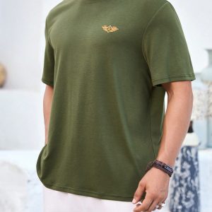 Manfinity KASUA Men’s Green T-Shirt, Casual Daily Floral Print, Comfortable & Breathable