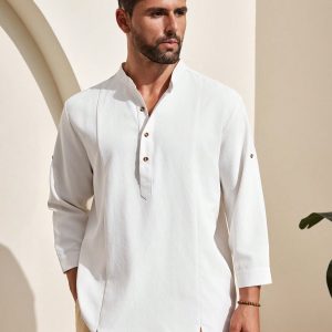 Manfinity KASUA Men’s Solid Color Simple Daily Casual Shirt