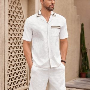 Manfinity KASUA Men’s Short Sleeve Shirt And Shorts Set
