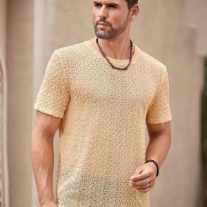 Manfinity KASUA Men’s Solid Color Crew Neck Casual Short Sleeve T-Shirt