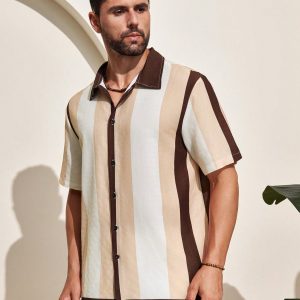 Manfinity KASUA Men’s Color Block Printed Short Sleeve Knit Shirt