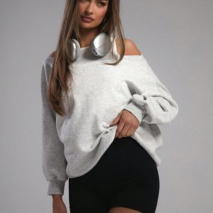 MUSERA Loose Fit Off Shoulder Sweatshirt